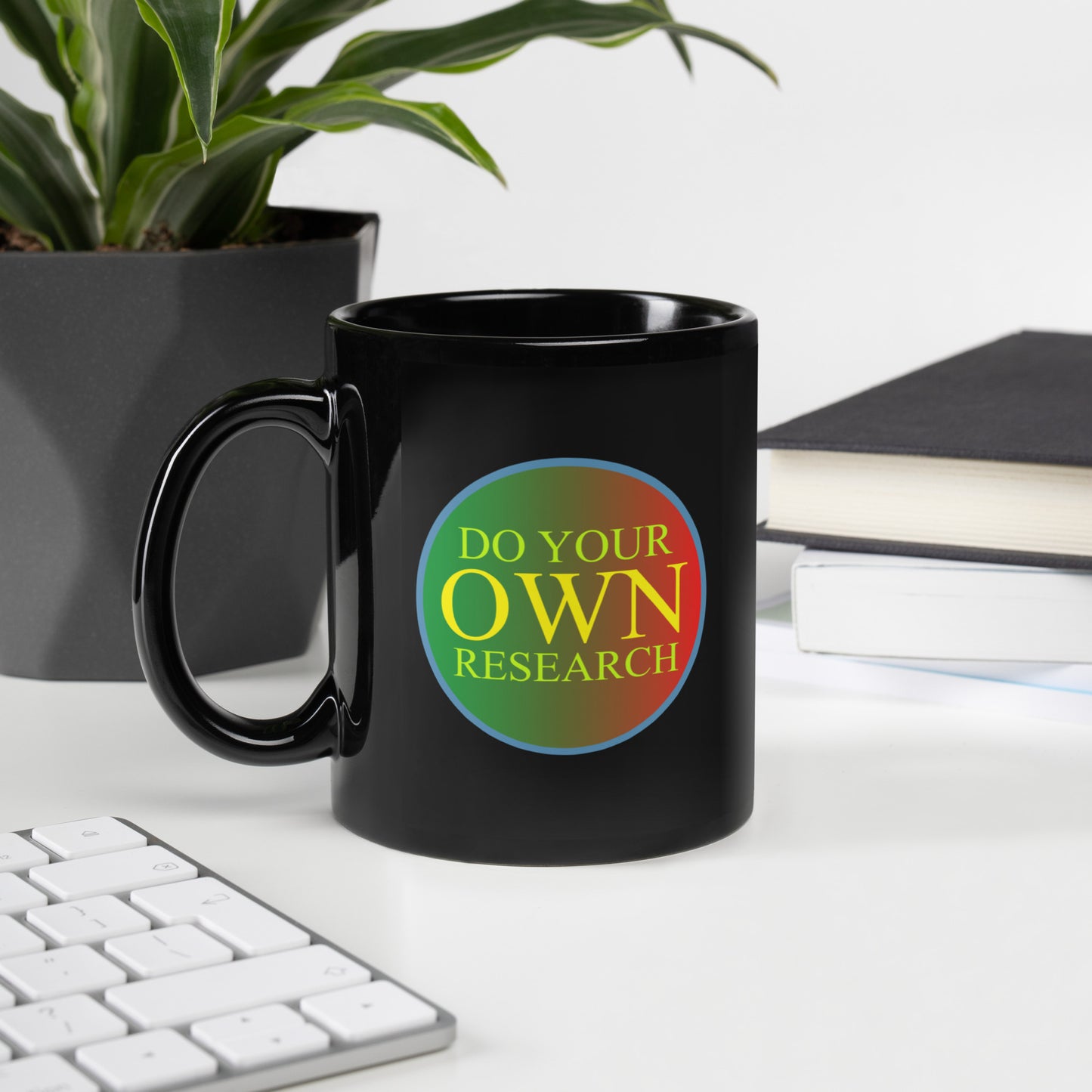 Do Your Own Research Black Glossy Mug